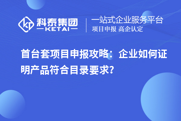 首台套项目申报攻略：企业如何证明产品符合目录要求？