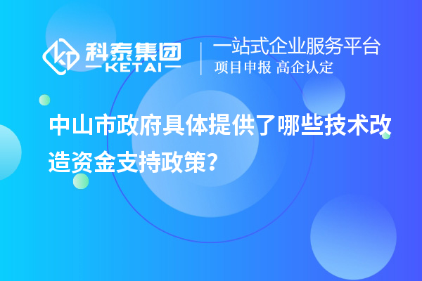 中山市政府具体提供了哪些技术改造资金支持政策？