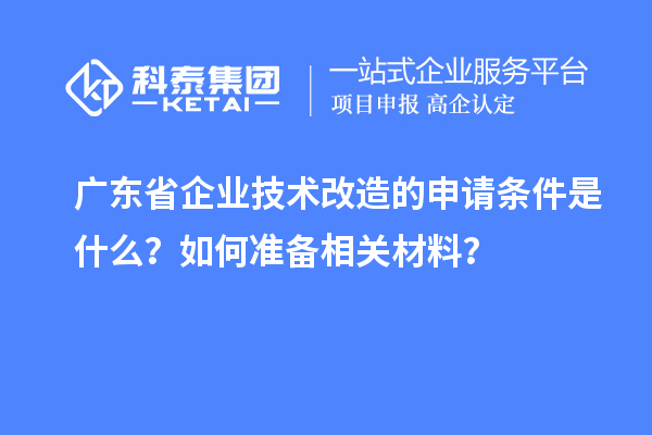 广东省企业技术改造的申请条件是什么？如何准备相关材料？