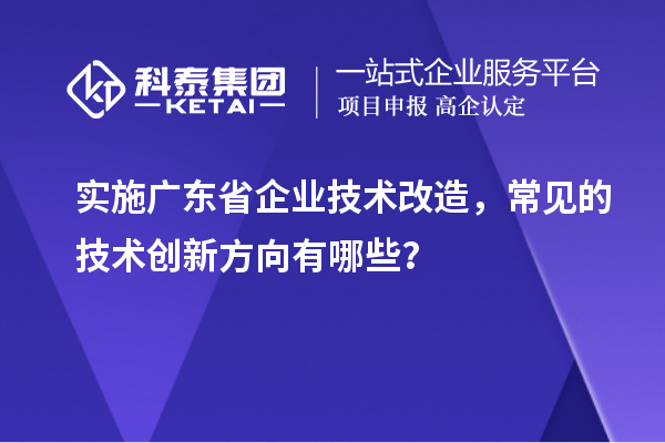 实施广东省企业技术改造，常见的技术创新方向有哪些？