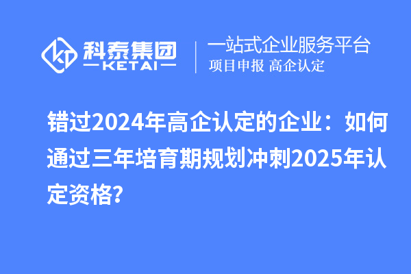 错过2024年高企认定的企业：如何通过三年培育期规划冲刺2025年认定资格？