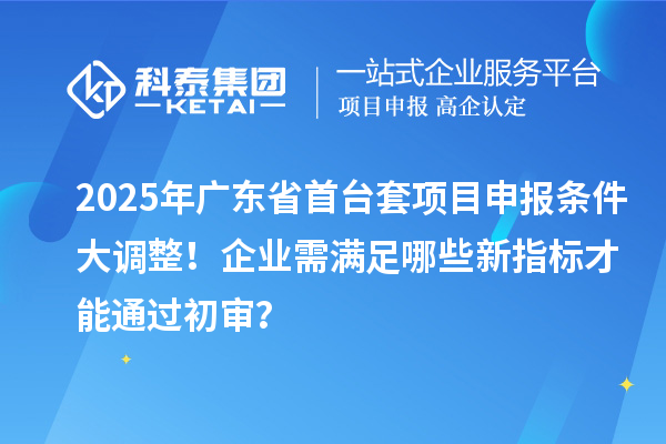 2025年广东省首台套项目申报条件大调整！企业需满足哪些新指标才能通过初审？