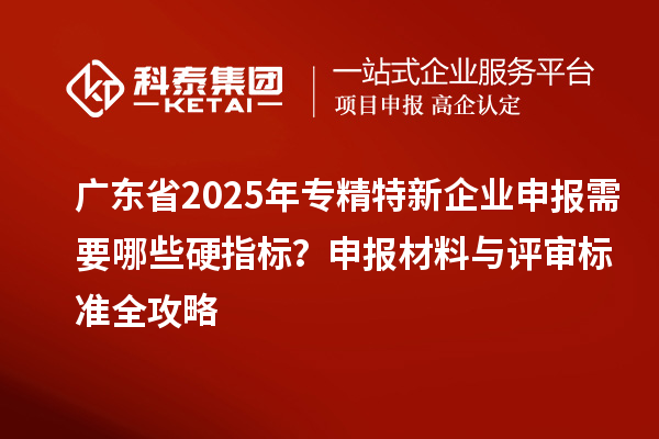 广东省2025年专精特新企业申报需要哪些硬指标？申报材料与评审标准全攻略